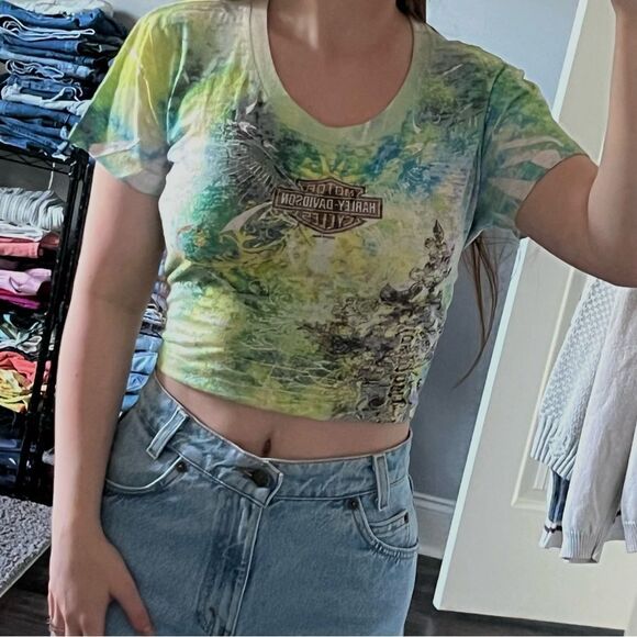 HARLEY Davidson All Over Tattoo Print Baby Tee - Picture 6 of 6